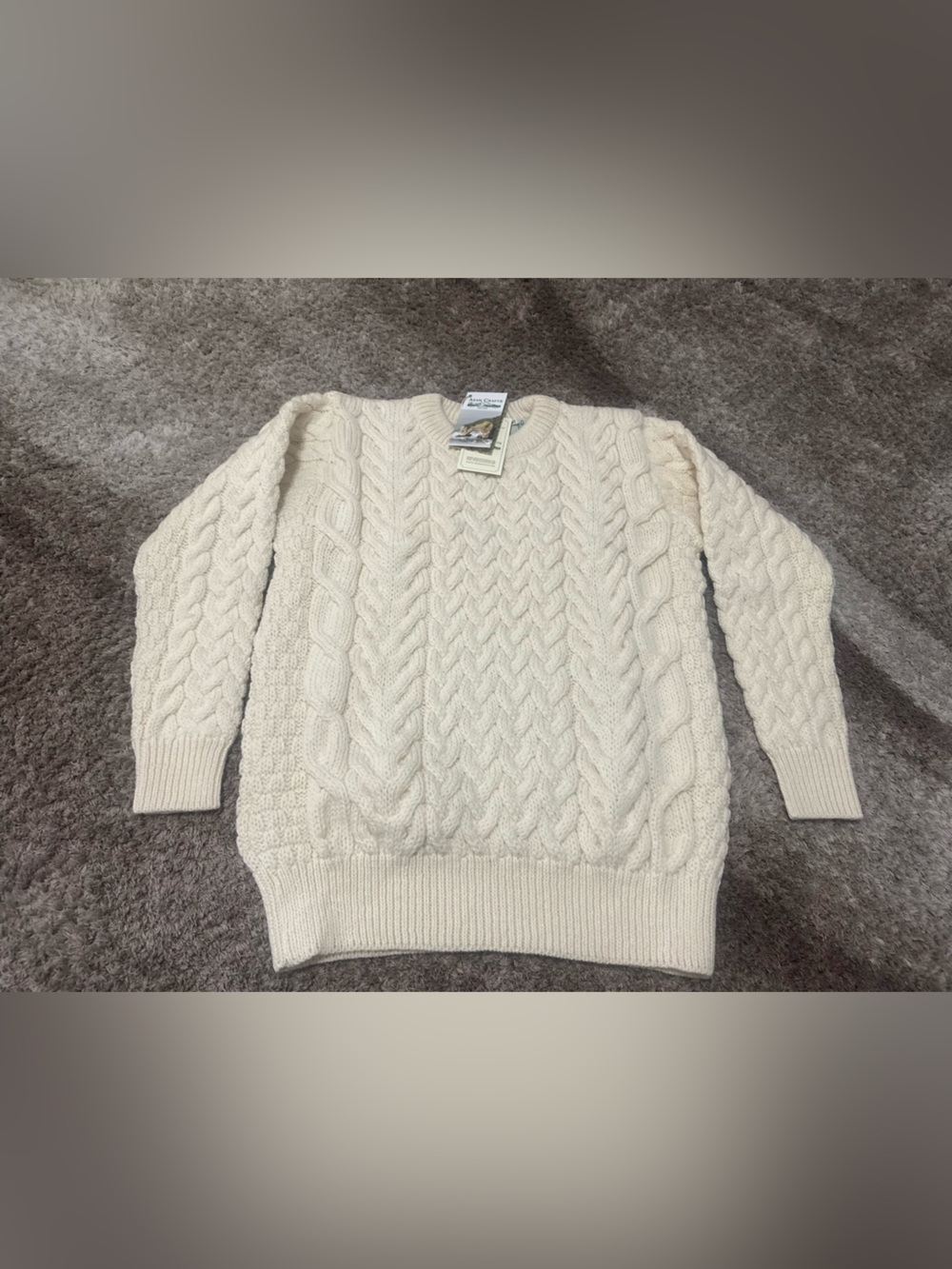 Aran crafts Traditional Merino Crew Neck Aran Sweater